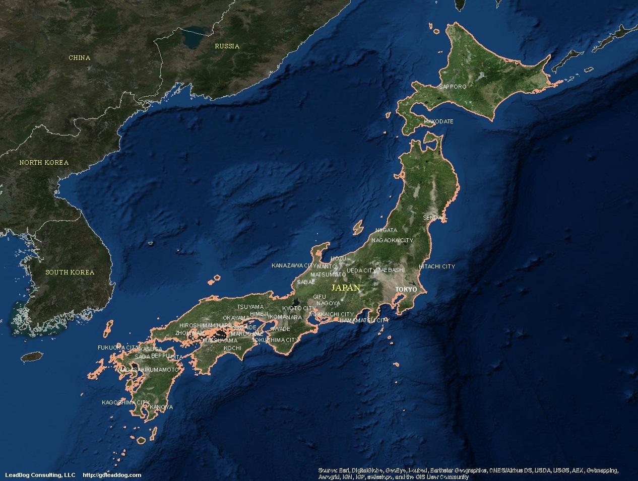 harta japoniei satelit Japonia harta prin satelit   harta prin Satelit japonia (Asia de 